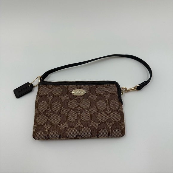 Coach Signature C Print Wristlet Wallet – Brown with Gold Detailing (New) - Picture 1 of 7